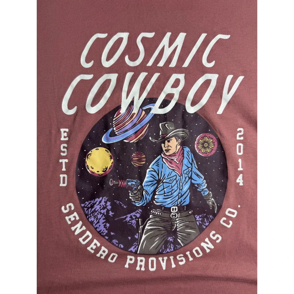 Sendero Provisions Co Cosmic Cowboy Graphic Tee XXL Dusty Rose Space Western - Picture 2 of 6